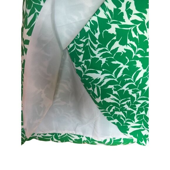 J.Crew Women's Sleeveless Green & White Scalloped Hem Leaf Print Top XXS‎ - Picture 5 of 7